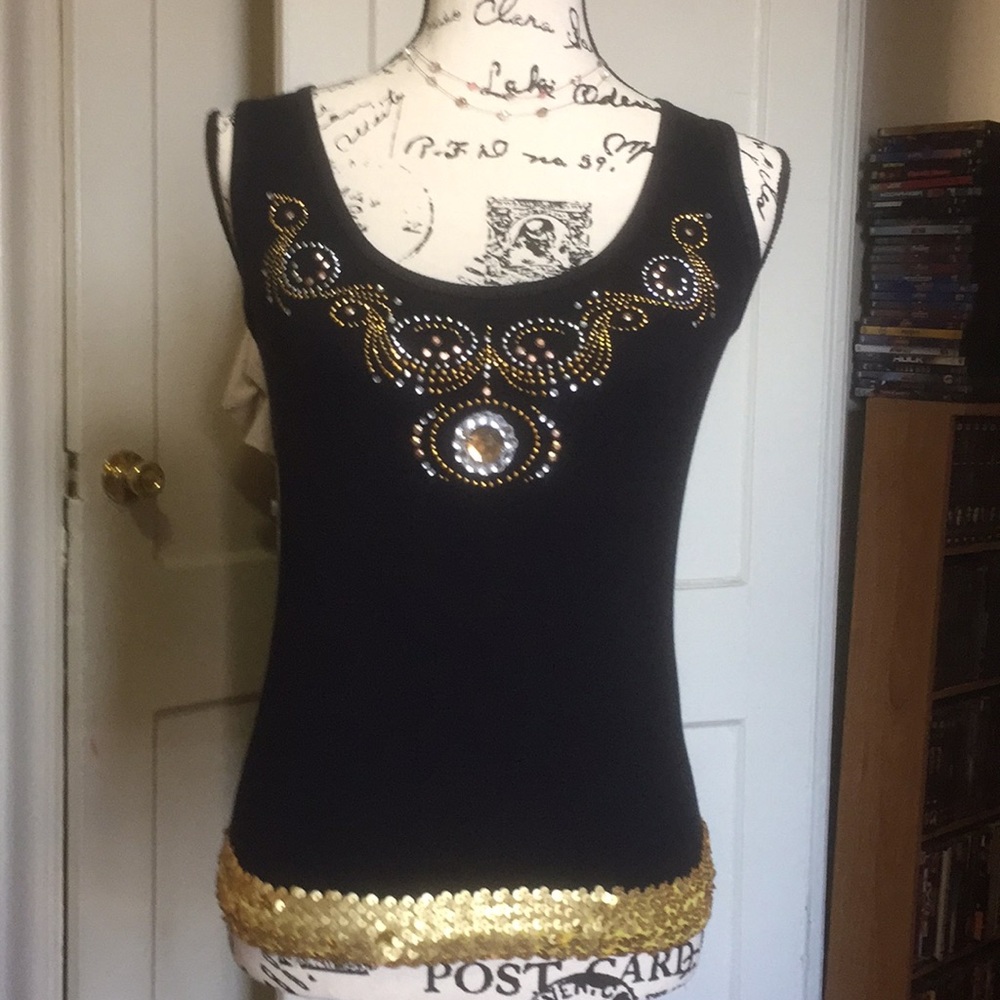 EUC Better B. sequined and rhinestone tank top